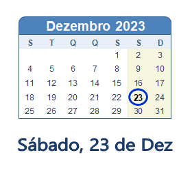 23 Dezembro 2023 calendario