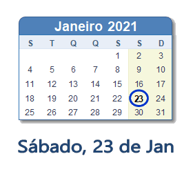 23 Janeiro 2021 calendario