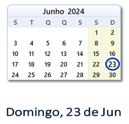 23 Junho 2024 calendario