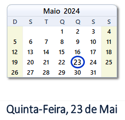 23 Maio 2024 calendario
