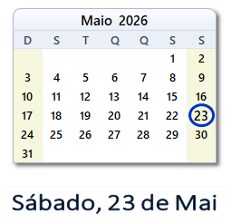 23 Maio 2026 calendario