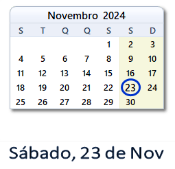 23 Novembro 2024 calendario