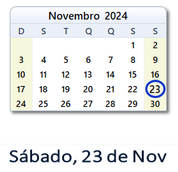 23 Novembro 2024 calendario