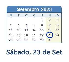 23 Setembro 2023 calendario