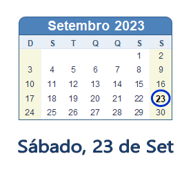 23 Setembro 2023 calendario