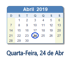 24 Abril 2019 calendario