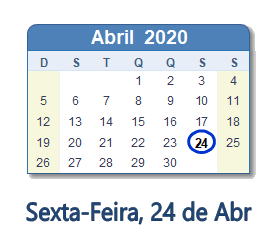 24 Abril 2020 calendario