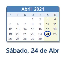 24 Abril 2021 calendario