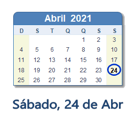 24 Abril 2021 calendario