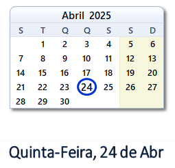 24 Abril 2025 calendario
