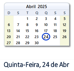 24 Abril 2025 calendario