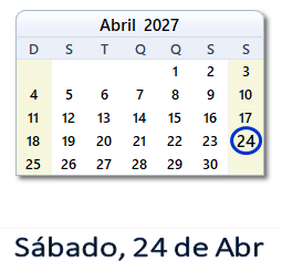 24 Abril 2027 calendario