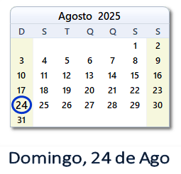 24 Agosto 2025 calendario
