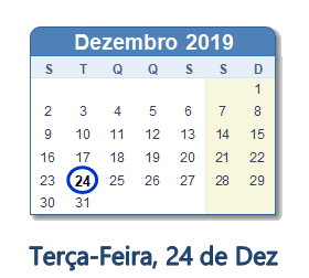 24 Dezembro 2019 calendario