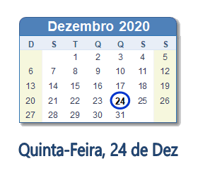 24 Dezembro 2020 calendario