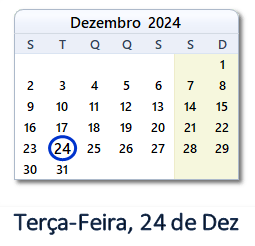 24 Dezembro 2024 calendario