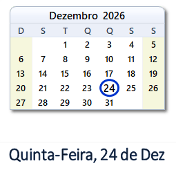 24 Dezembro 2026 calendario