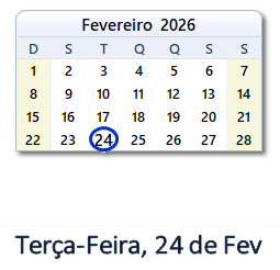24 Fevereiro 2026 calendario
