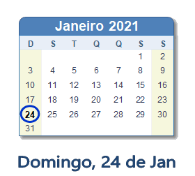 24 Janeiro 2021 calendario