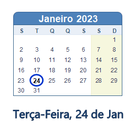 24 Janeiro 2023 calendario