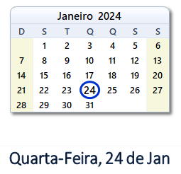 24 Janeiro 2024 calendario