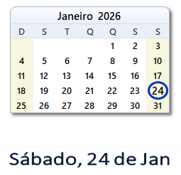 24 Janeiro 2026 calendario