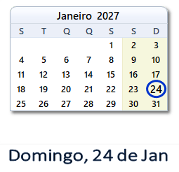 24 Janeiro 2027 calendario