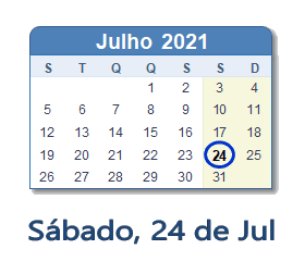 24 Julho 2021 calendario