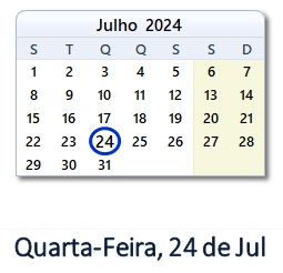 24 Julho 2024 calendario