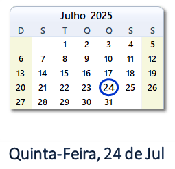 24 Julho 2025 calendario