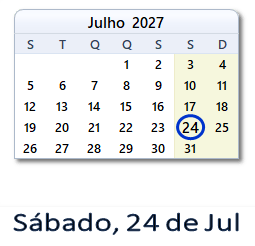 24 Julho 2027 calendario