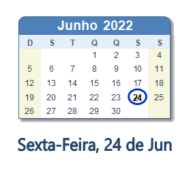 24 Junho 2022 calendario