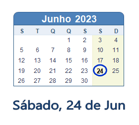 24 Junho 2023 calendario