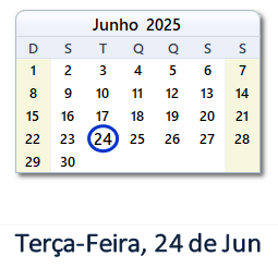 24 Junho 2025 calendario