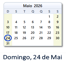 24 Maio 2026 calendario