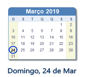 24 Março 2019 calendario