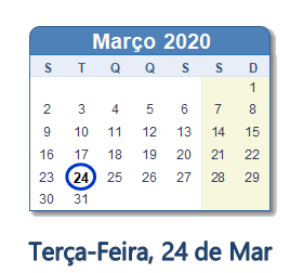 24 Março 2020 calendario