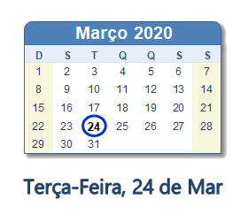 24 Março 2020 calendario