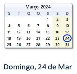 24 Março 2024 calendario