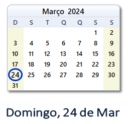 24 Março 2024 calendario