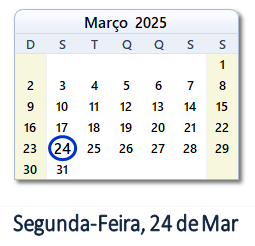 24 Março 2025 calendario