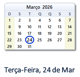 24 Março 2026 calendario