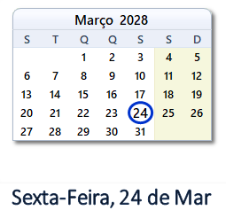 24 Março 2028 calendario