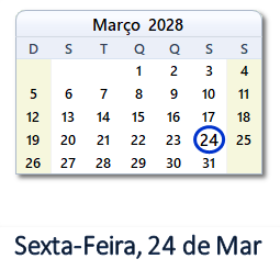 24 Março 2028 calendario