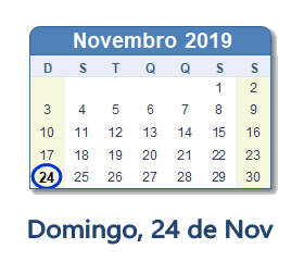 24 Novembro 2019 calendario