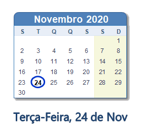 24 Novembro 2020 calendario