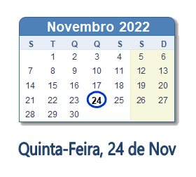 24 Novembro 2022 calendario