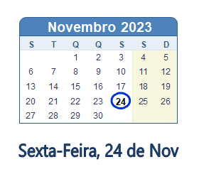 24 Novembro 2023 calendario