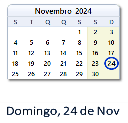 24 Novembro 2024 calendario
