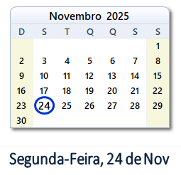 24 Novembro 2025 calendario